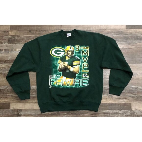 Vtg 90s Pro Player Brett Favre Green Bay Packers Sweatshirt Mens Large - Picture 1 of 4